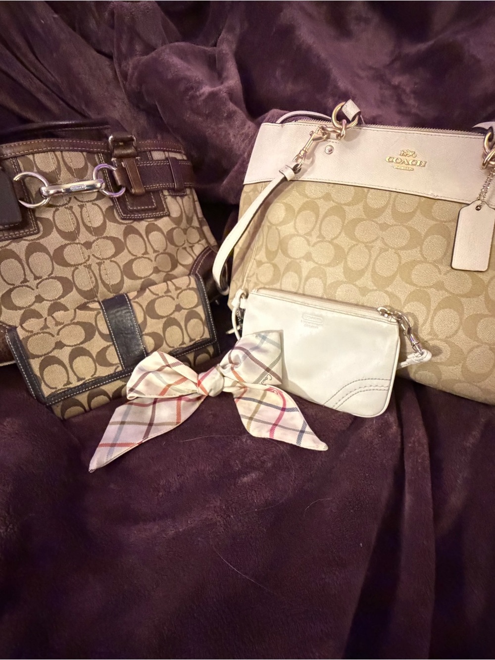 Coach Signature Canvas Tote purse bundle . With free wallet and Ribbon